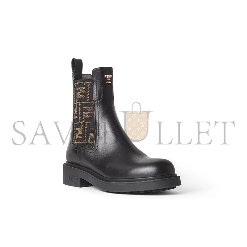 F**di filo black leather and ff fabric biker boots 8t8576a379f1tog